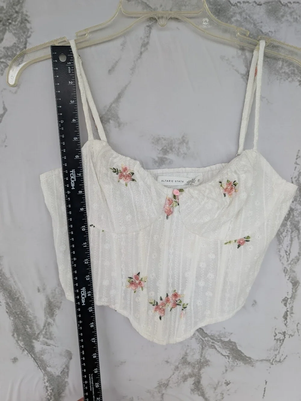 Altar'd State Women's Ivory Pink Floral Corset Cropped Tank Top Small NWT - Picture 6 of 12